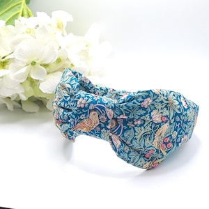 Liberty Print Knot Headband: Strawberry Thief Fabric Alice Band