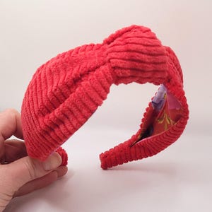Red Jumbo Cord Knot Headband: Liberty Print Lined Hairband