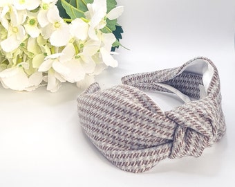 Houndstooth Wool Knot Headband: Tweed Alice Band, Women's Hair Accessory