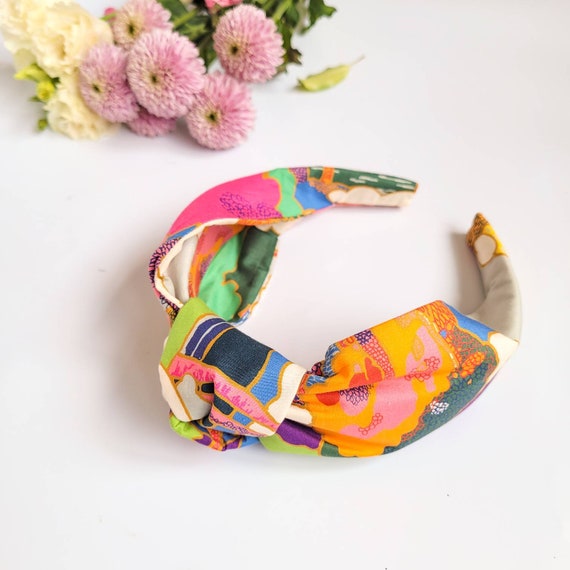 Knotted Liberty Fabric Headband: Tana Lawn Alice Band Wide headband Bright Hairband