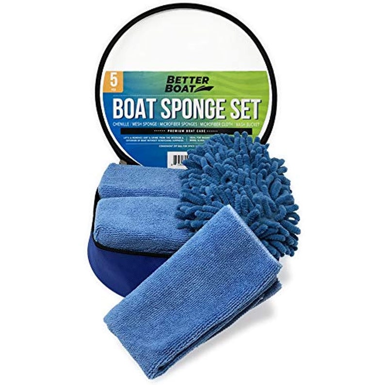 Boat Cleaner Microfiber Sponge Bucket and Microfiber Wash Cloths Interior Exterior Seats and Fiberglass Hull Cleaning Kit Washing Sponges image 6