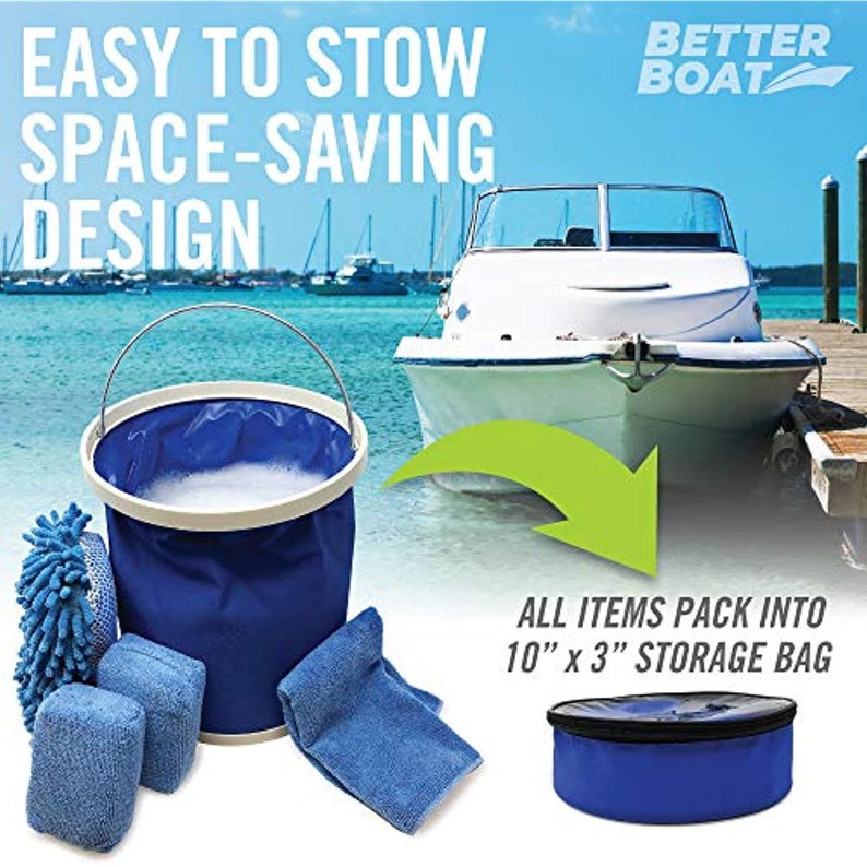 Boat Cleaner Microfiber Sponge Bucket and Microfiber Wash Cloths Interior Exterior Seats and Fiberglass Hull Cleaning Kit Washing Sponges image 5