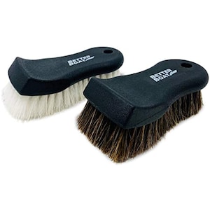 Upholstery Cleaner Scrub Brush Set Cleaning Brush and Horsehair Detailing Brush for Car Interior, Seats, Boat, Couch, Sofa and Carpet