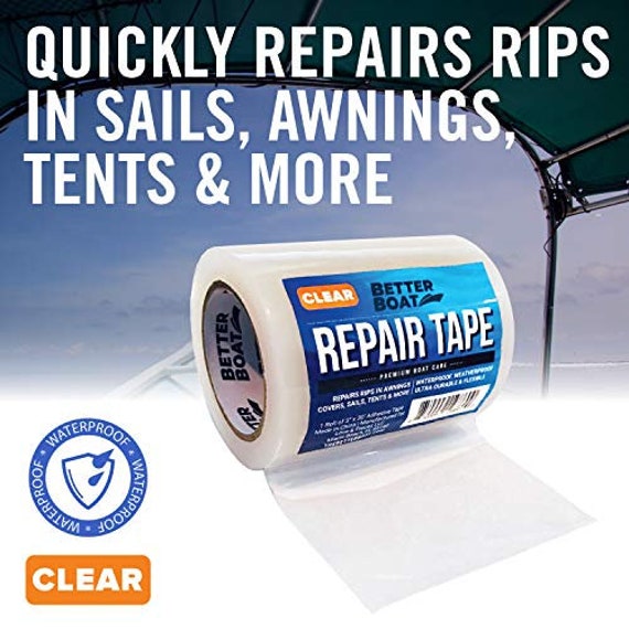 Fabric Repair Tape Boat Covers Canvas RV Awning Tents and Vinyl Waterproof  and Clear for Pontoons Bimini Tops Sailboat Dodger 30 FT X 3&qu.. 