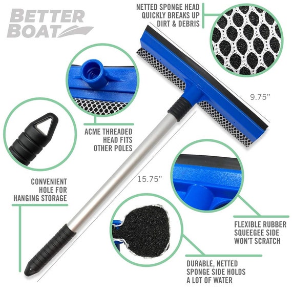 Better Boat Window Squeegee for Car Windows or Boats Windshield Squeegee Long Handle and Scrubber Cleaning Tool Window Cleaner and Washer