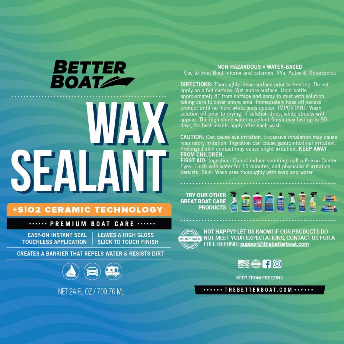 New Boat Wax Sealant Hybrid Ceramic Spray Sio2 Technology Water Spot