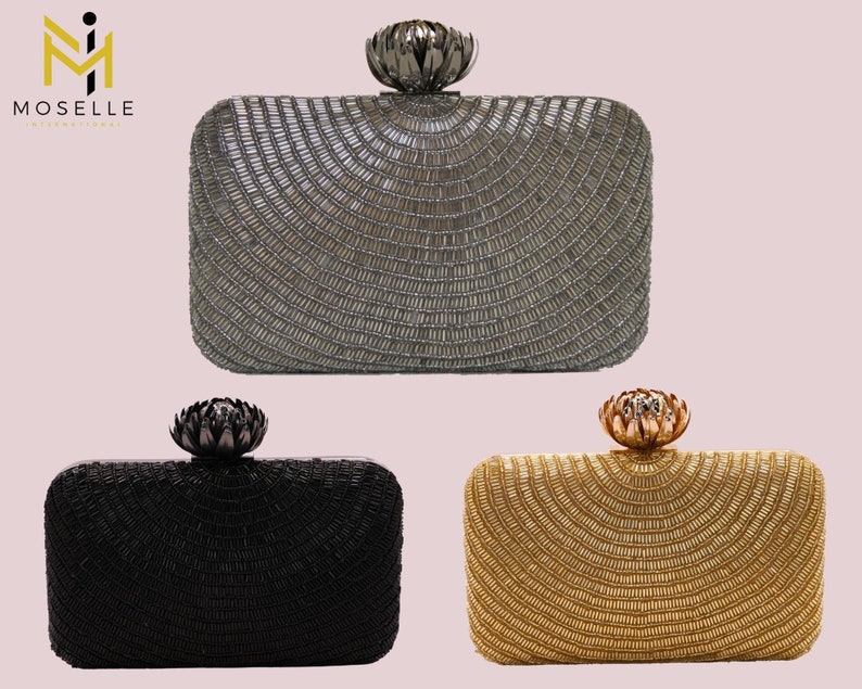 Moselle Beauty Accessories Perlenkette Abendtasche Rechteckig Für Frauen Leicht Stilvoll Klassisch Elegant Einzigartig Clutch Bild 1