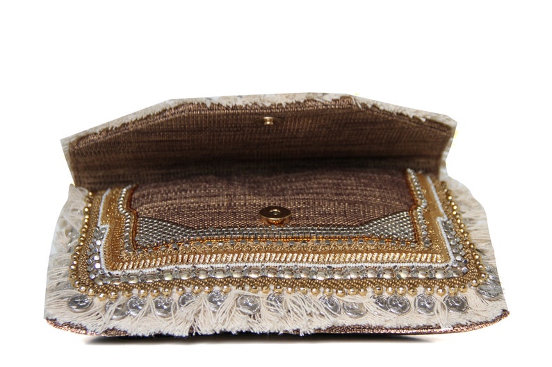 Moselle Beauty Accessoires Boho Münze Clutch-Tasche Jute-Clutch mit Kette Für Damen Leicht Stilvoll Klassisch Bild 10