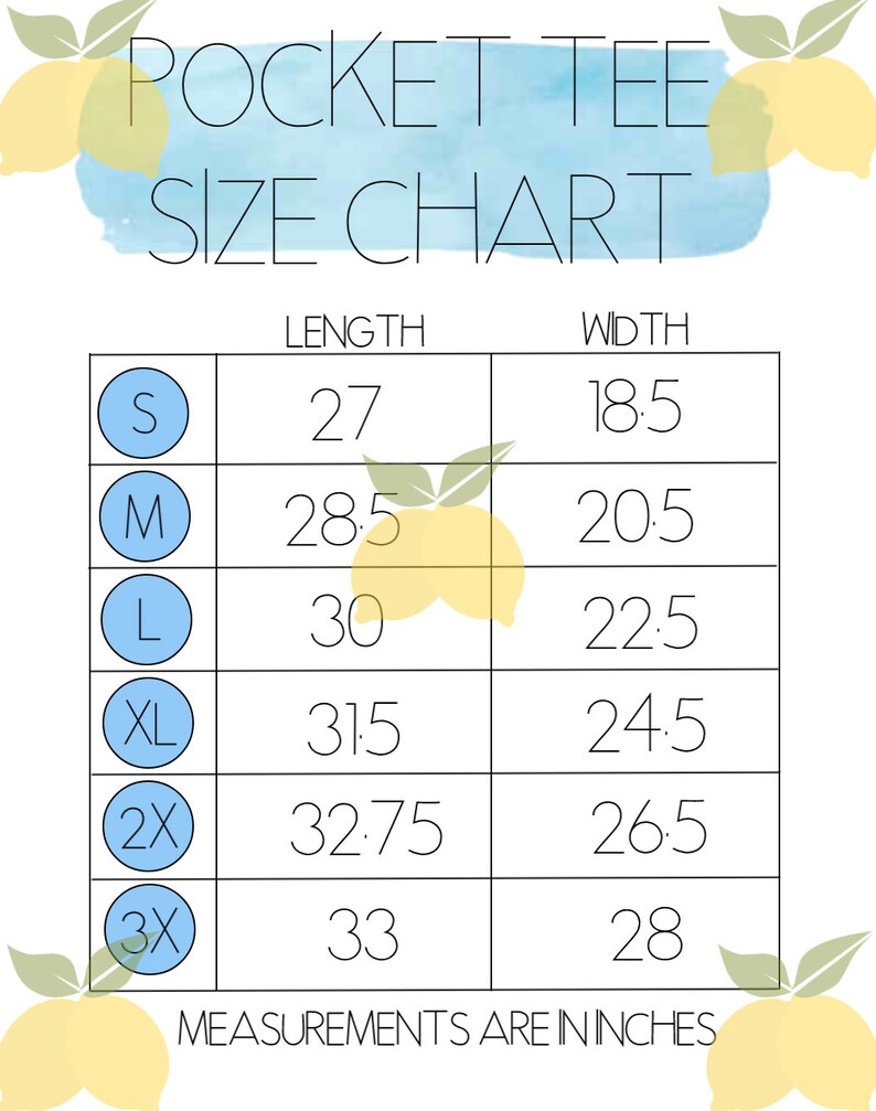 comfort colors tee size chart