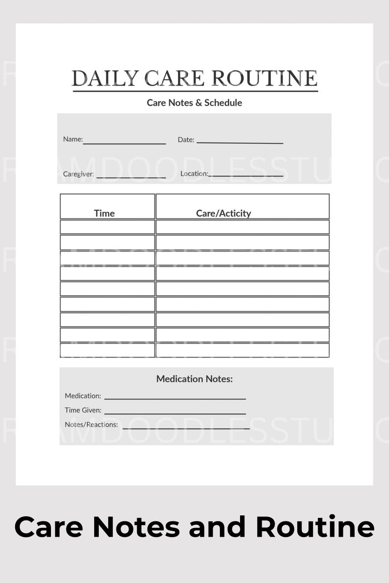 Printable Caregiving Pack PDF | Daily Care, Medication Tracker,medical ...