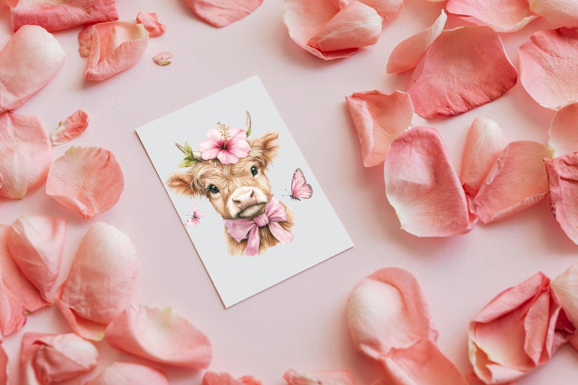 Baby Girl Highland Cow Watercolor Clipart PNG Bundle. Newborn Children ...