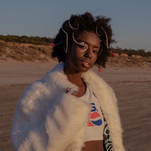 Burning Man Faux Fur Coat With Lights Up To 200 Programs Marshmallow White