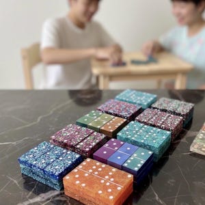 Handmade Dominoes Game Set of 28 - choice of designs and colours Kids family games - Perfect gift