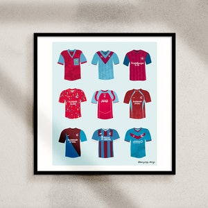 Scunthorpe United FC Shirts Illustration Print - Football, SUFC, Team, Soccer, Number, Goal, Player, Teen, Men, Gift, Wall Art, Room Decor