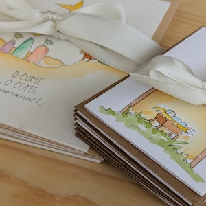Mini Christmas Card Pack. Hand Made, Water Colour.