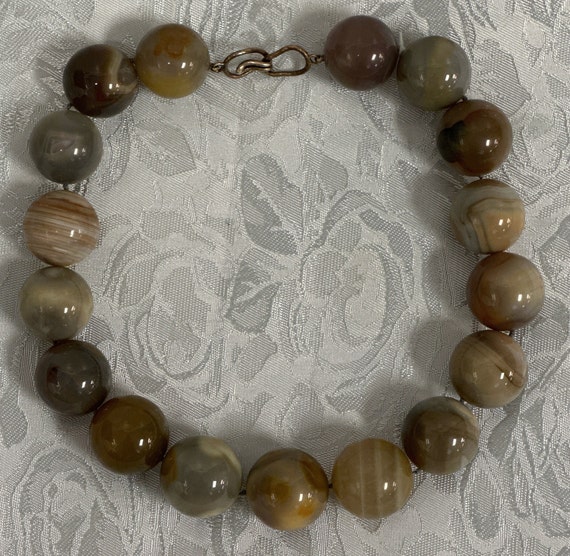 Gorgeous Vintage Agate Necklace With Extra Large … - image 4