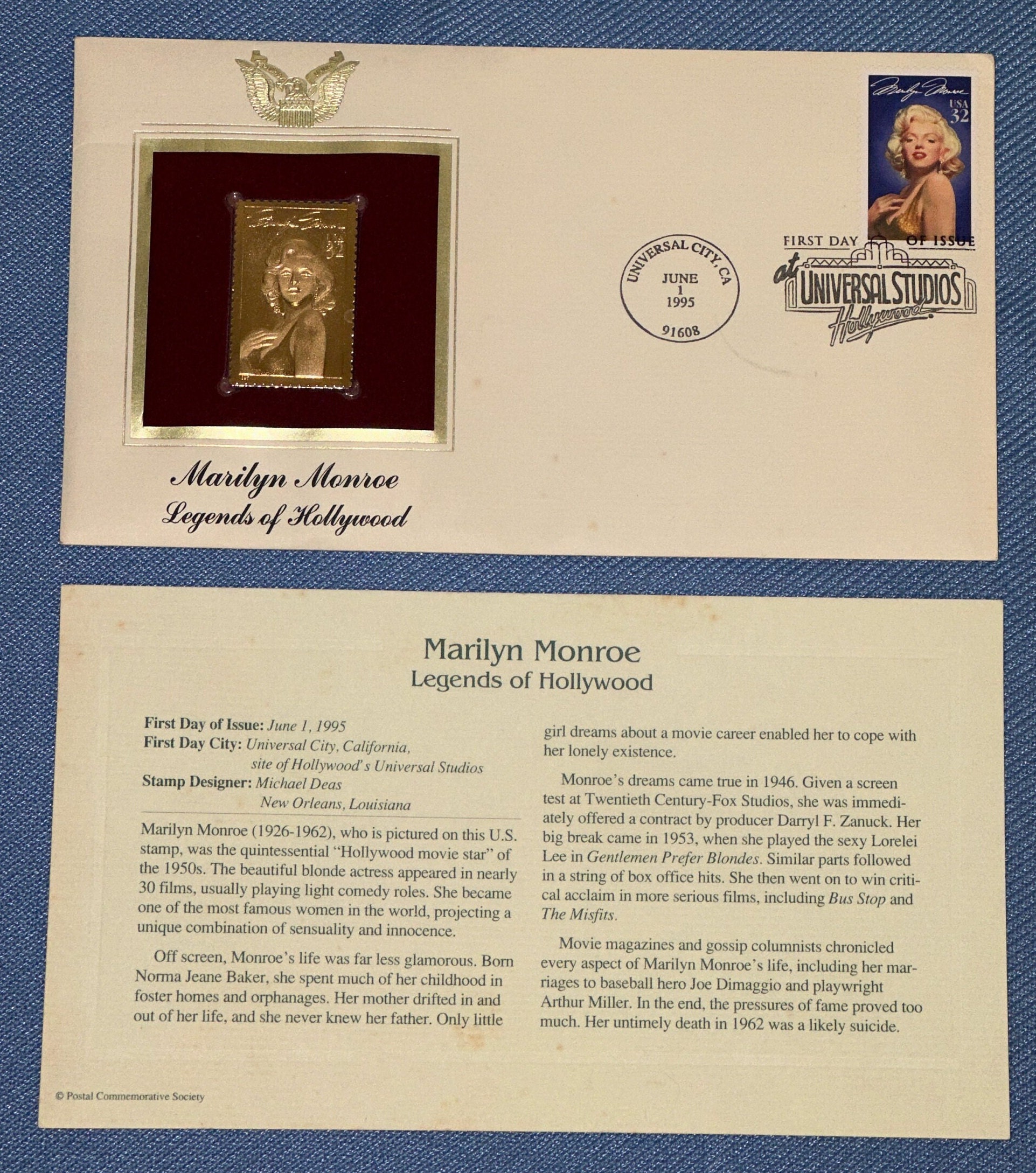 Vintage 1995 Universal Studios Legends of Hollywood Gold 32