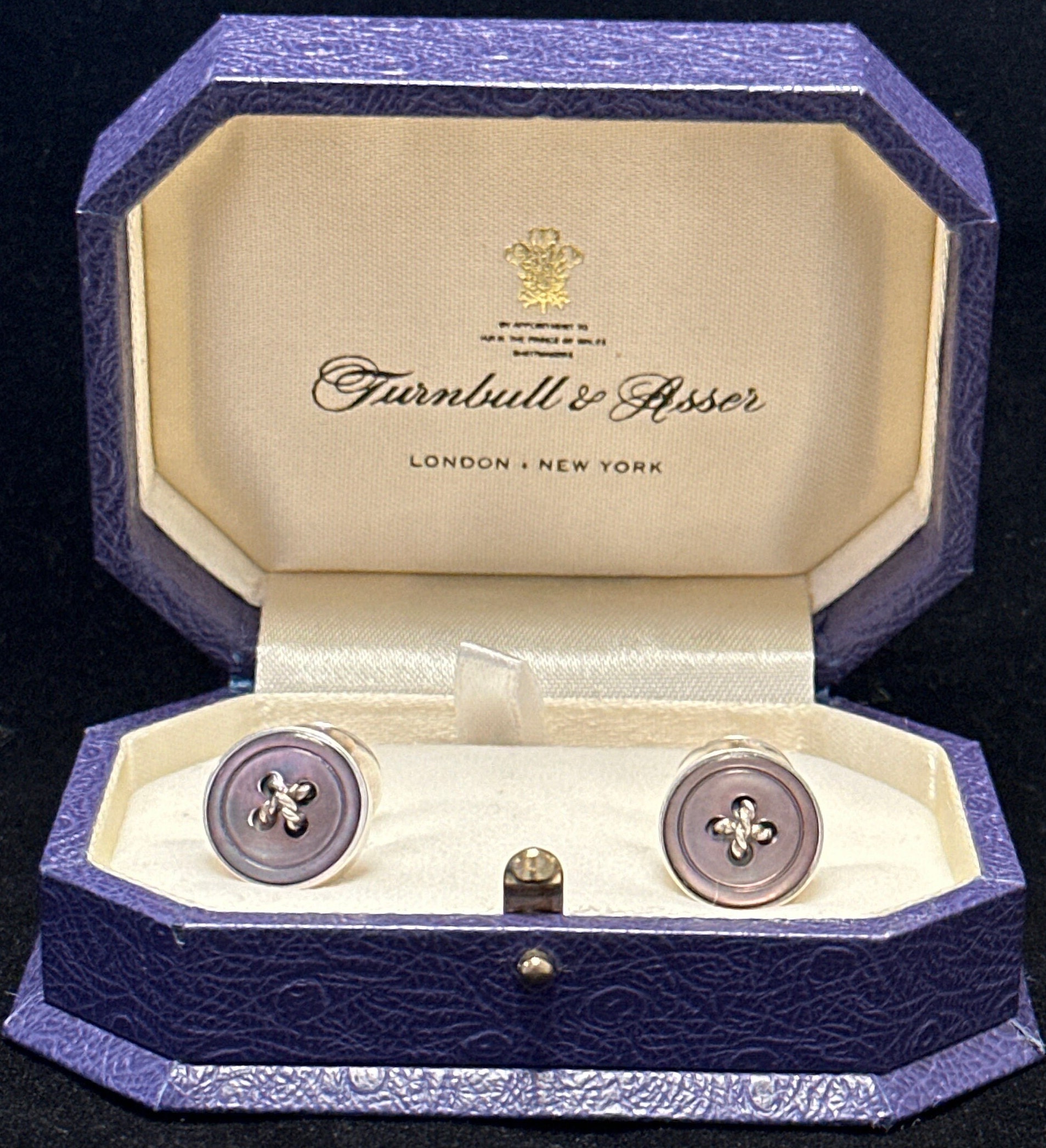 Turnbull & Asser White Sterling Silver Button Cufflinks