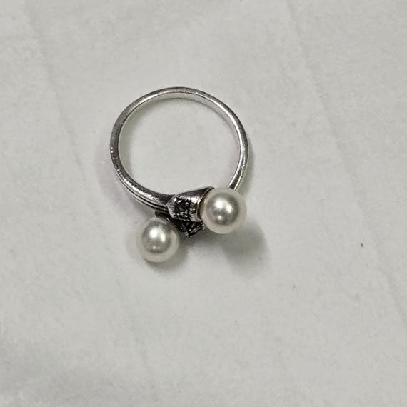 Silver 925 Ring With 2 Pearls - image 7