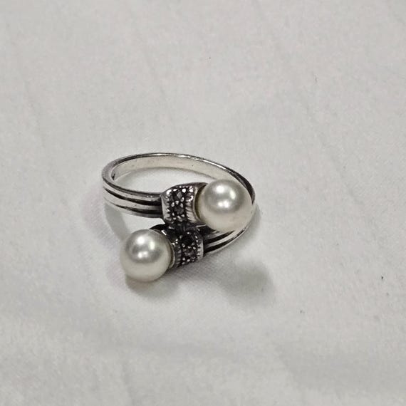 Silver 925 Ring With 2 Pearls - image 5