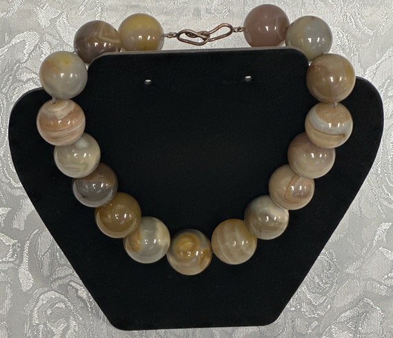 Gorgeous Vintage Agate Necklace With Extra Large … - image 1