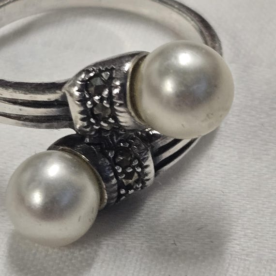 Silver 925 Ring With 2 Pearls - image 6