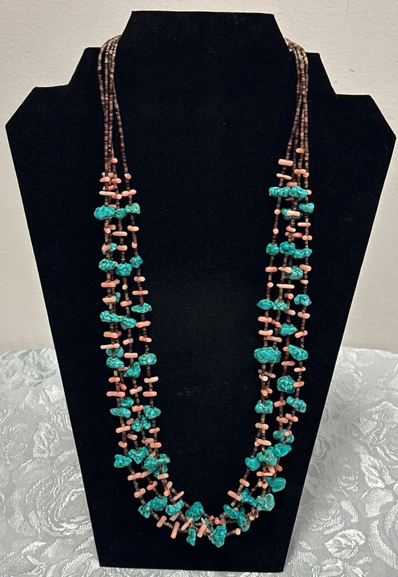 Early 1900's Vintage Santo Domingo Old Heishi Turquoise Necklace Early 1900's Vintage Santo Domingo Old Heishi Turquoise Necklace
