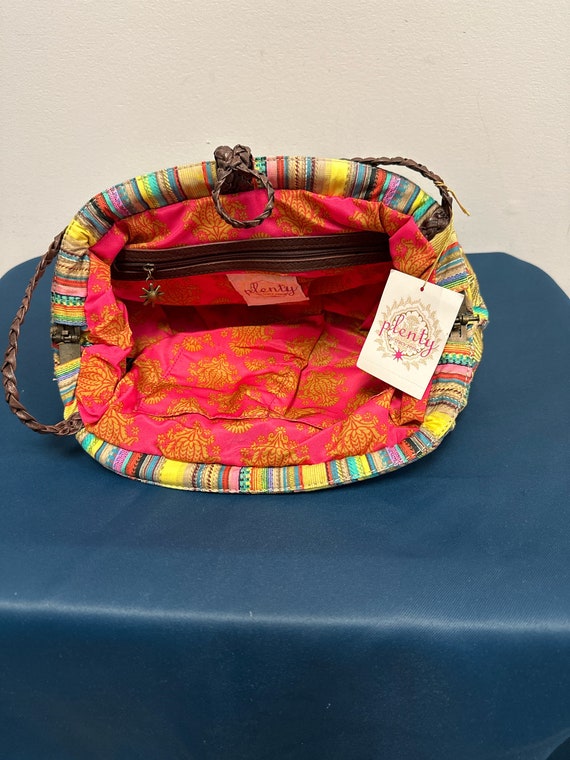 Vintage Frame Clutch Handbag Purse Multi Color Or… - image 7