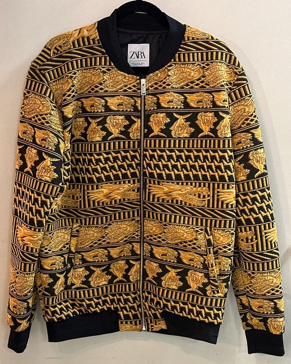 Black And Yellow Zara Zip Up Jacket Mystic Creatu… - image 1