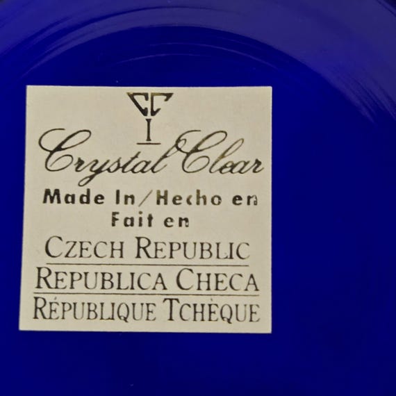 Vintage Bohemia Czech Cobalt Blue Glass Pedestal Compote Bowl