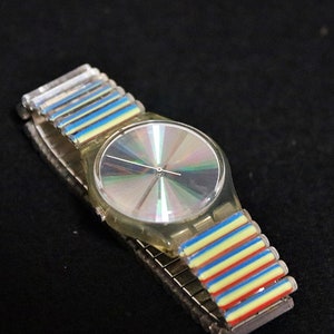 Vintage Retro 1996 Swatch Watch Rainbow Iridescent  Works.