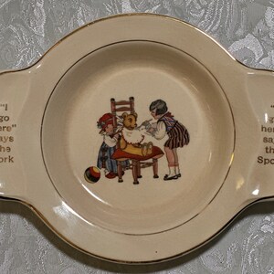 Vintage child&#39;s serving plate bowl I Go Here International Silver Co. The Salem China Co. 88343