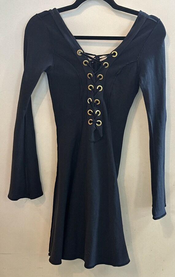 Black Long Sleeve Mini Dress By Lip Service Rock N