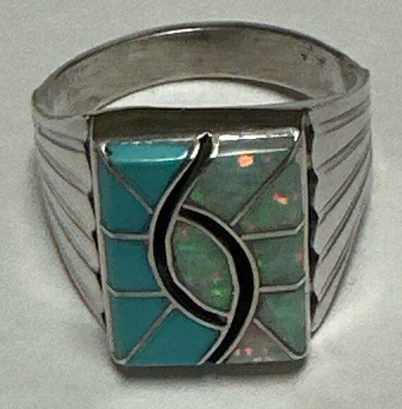 Huge Detailed! Flying Hummingbird Turquoise Sterling Silver Native American Jewelry Zuni Ring Huge Detailed! Flying Hummingbird Turquoise Sterling Silver Native American Jewelry Zuni Ring