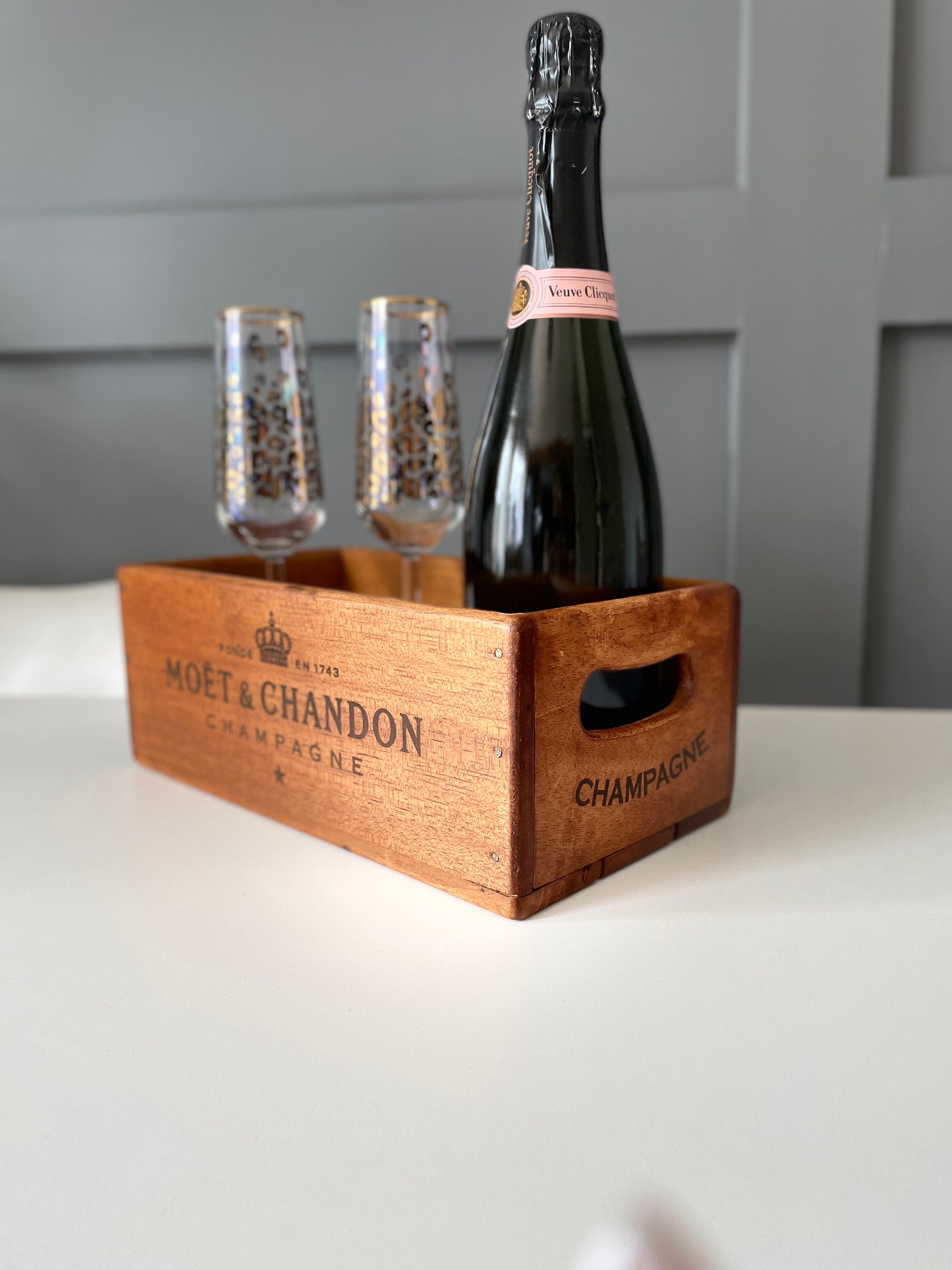 Wooden champagne box Moët champagne special birthday Etsy
