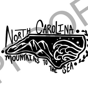 Mountains to Sea NC (mit Worten) Digital Design Download - Ai, EPS, SVG, etc