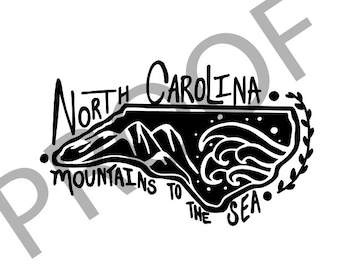 Mountains to Sea NC (con palabras) Descarga de diseño digital - Ai, EPS, SVG, etc