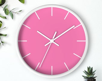 Minimalist Wall Clock, Classic Pink Color, Minimalist Art, Simple Wall Clock, Home Decor, Bedroom, Nordic, Scandinavian, Retro Boho Art