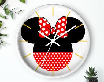 Minnie Mouse Wall Clock, Disney Wall Clock, 10"inch Wall Clock, Home Décor, Wall decorations, Kitchen Wall Clock.