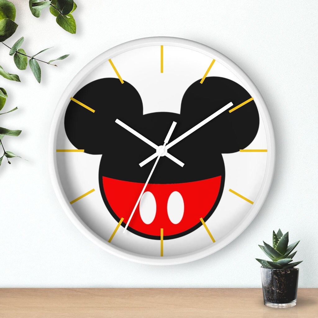 Mickey Mouse Wall Clock Disney Wall Clock Mickey Ears Clock Etsy