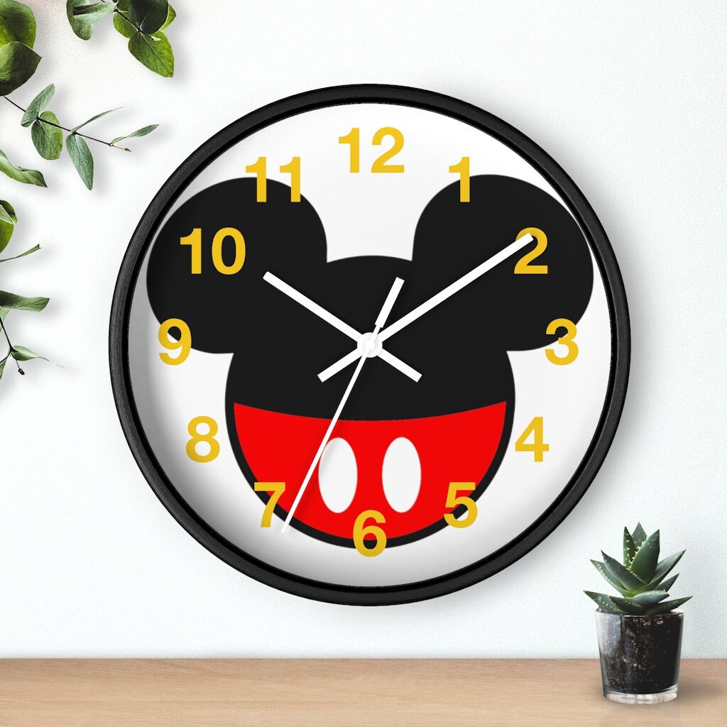Mickey Mouse Clock Mickey Ears Clock Disney Wall Clock Etsy
