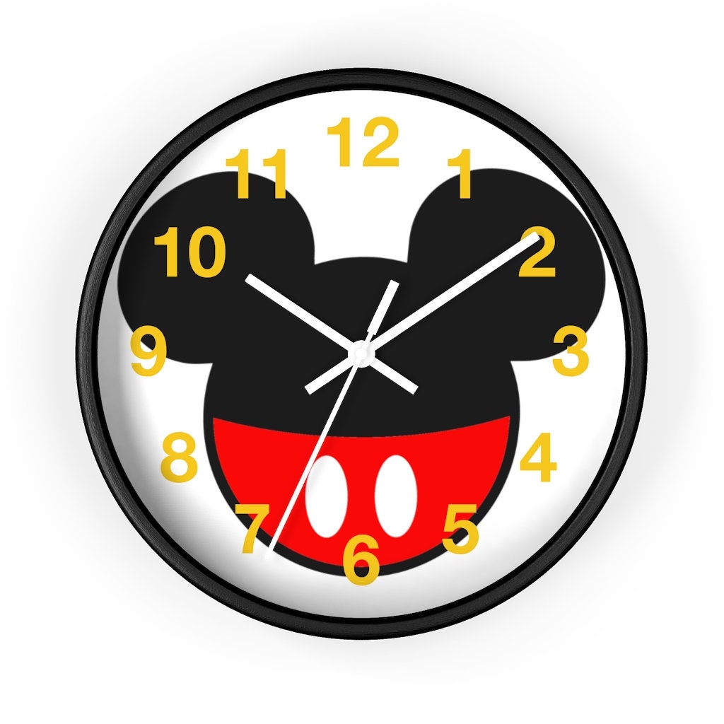Mickey Mouse Clock Mickey Ears Clock Disney Wall Clock Etsy
