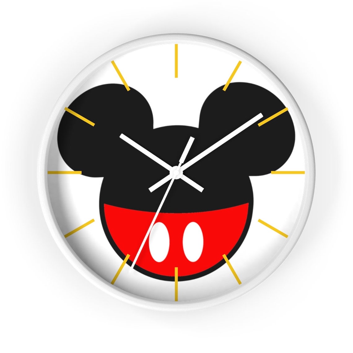 Mickey Mouse Wall Clock Disney Wall Clock Mickey Ears Clock Etsy