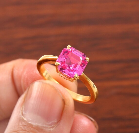 Etsy pink sapphire ring deals