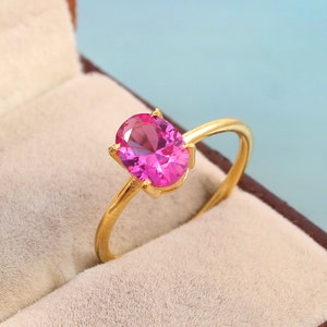 Flawless Pink Sapphire Ring Engagement Ring, Pink Sapphire Oval Gemstone Ring Statement Ring Valentine's Jewelry Gift For Her Wedding Ring