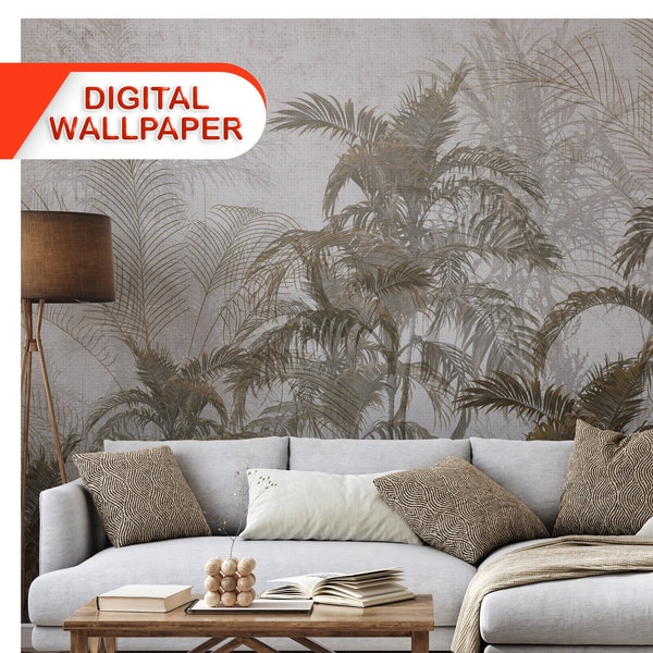 Digital Wallpaper, Digital Mural, Custom Wallpaper, Livingroom Wallpaper, Modern Wallpaper, Mural Wallpaper, Tropical Wallpaper