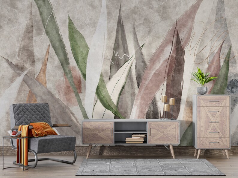 Texture Leaves Wallpaper, Leaves Wallpaper, Boho Leaves Wallpaper