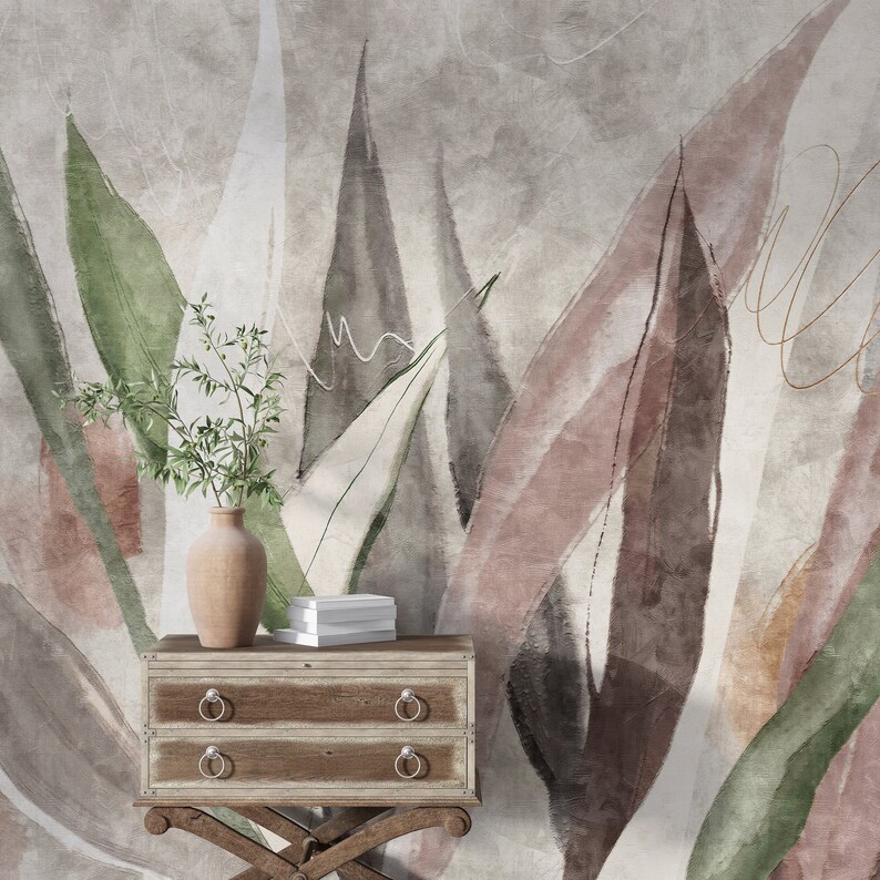 Texture Leaves Wallpaper, Leaves Wallpaper, Boho Leaves Wallpaper