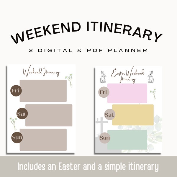 Weekend to do list printable, Easter and Everyday Weekend Itinerary Planner, weekend schedule, printable planner, instant download