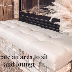 Cozy Fireplace Reading Nook | Custom Size Cushion | Fireplace Bench | Free Quote & Fast Shipping